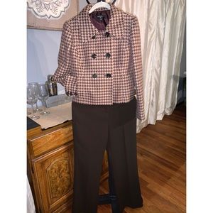 Nine West brown houndstooth suit